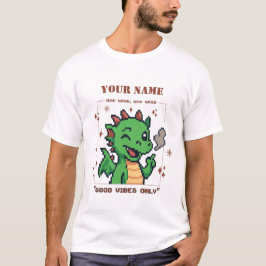 Camiseta Nombre Personalizado Tee De Dragón De Pixel — T De