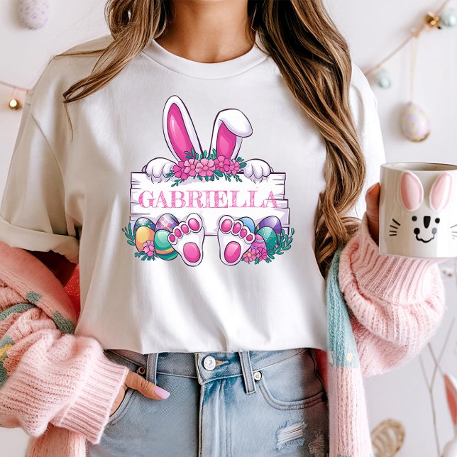 Camiseta Nombre personalizado Tee de Pascua; Conejo y Huevo (Subido por el creador)