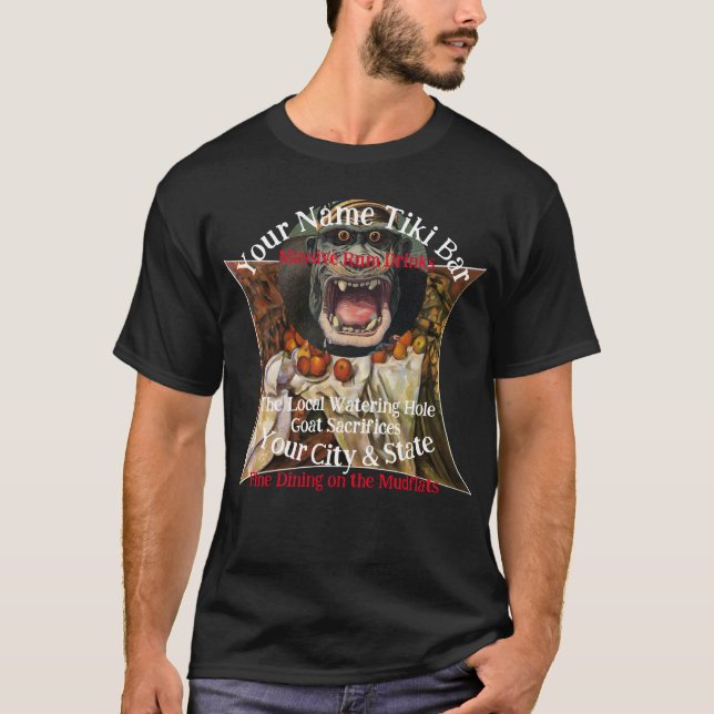 Camiseta Nombre personalizado Tiki Bar Your City & State (Anverso)