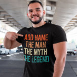 Camiseta Nombre Personalizado Vintage La Leyenda Del Mito D<br><div class="desc">El Nombre Personalizado Vintage La Leyenda De Mitos De Hombre. Agarra este divertido diseño de refrán personalizado, en un tema vintage con colores retro ahora, y hazlo como un regalo perfecto para que tu miembro de la familia, amigo o compañero de trabajo, se ponga en contacto con él en los...</div>
