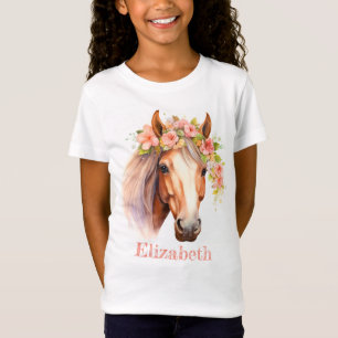 Camiseta Nombre personalizado Watercolor Floral Caballo Chi