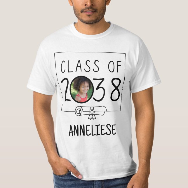 Camiseta Nombre personalizado y clase fotográfica de 2038 k (Anverso)
