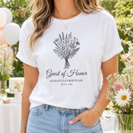 Camiseta Nombre Personalizado y Fecha Cumpleaños Floral Fie
