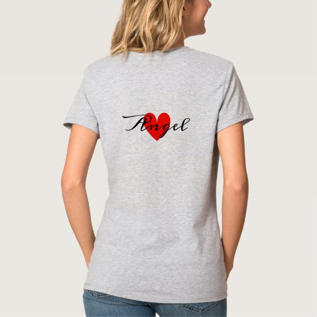 Camiseta Nombre personalizado y recorte mínimo del corazón  (Reverso)