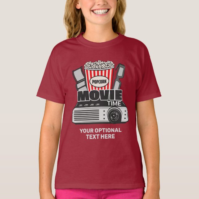 Camiseta Nombre personalizado y tiempo de película de texto (Anverso)
