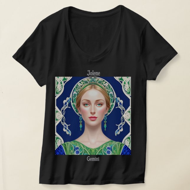 Camiseta Nombre personalizado Zodiac Rótulo cuello-V femeni (Distribución )