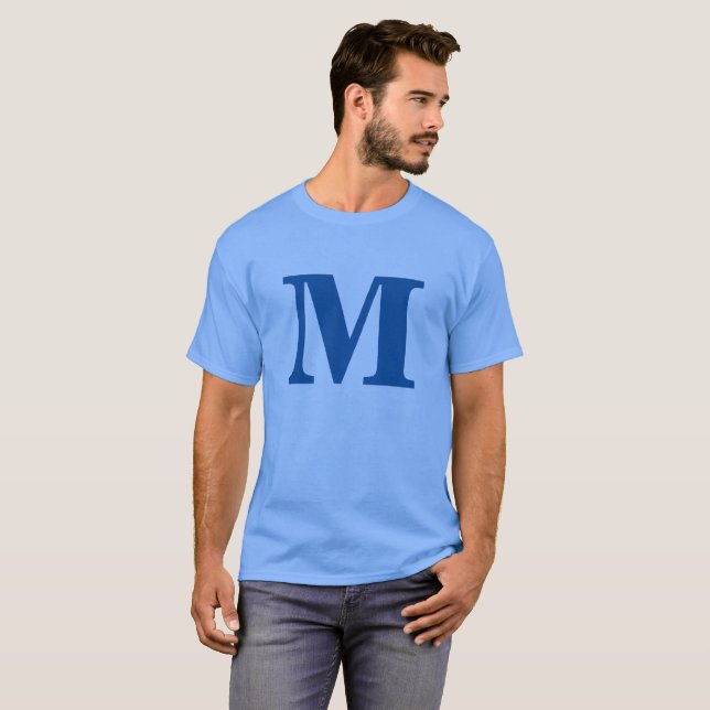 Camiseta Nombre propio de monograma azul inicial (Anverso completo)