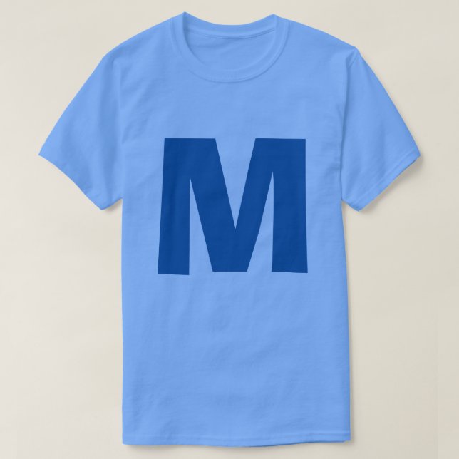 Camiseta Nombre propio de monograma azul inicial (Diseño del anverso)