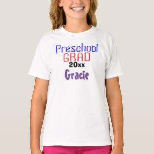 Camiseta Nombre púrpura colorido de la graduación preescola