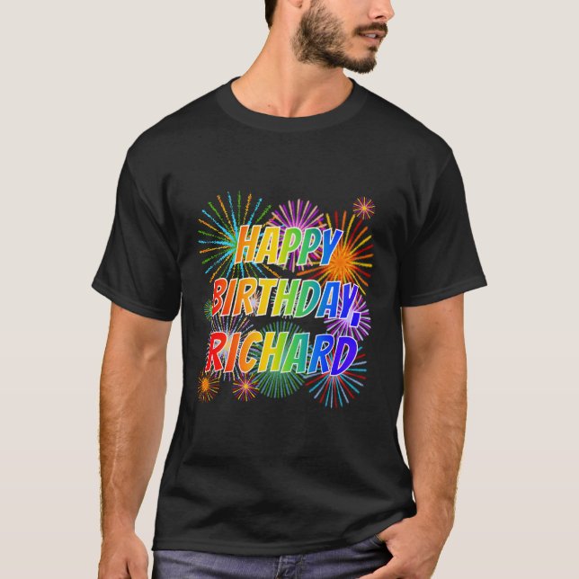 Camiseta Nombre "RICHARD", Diversión "FELIZ CUMPLEAÑOS" (Anverso)