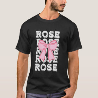 Camiseta Nombre ROSA Coquette Big Pink Bow Simple Cute Girl