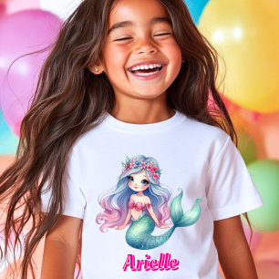Camiseta Nombre rosa de la sirena personalizado