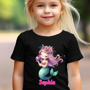 Camiseta Nombre rosa de la sirena personalizado