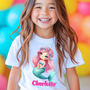 Camiseta Nombre rosa personalizado de sirena