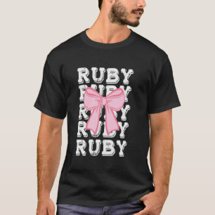 Camiseta Nombre RUBY Coquette Big Pink Bow Simple Cute Girl