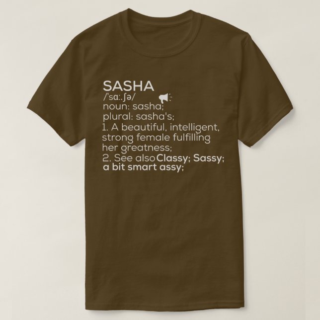 Camiseta Nombre Sasha Definición Sasha Nombre femenino Sash (Diseño del anverso)