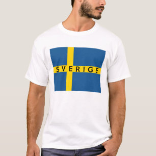 Camiseta nombre sueco del texto del país de la bandera del