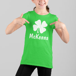 Camiseta Nombre Trébol Verde Día de San Patricio Niños