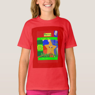 Camiseta Nombre verde alegre en Navidad roja