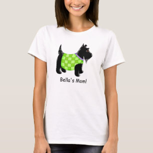 Camiseta Nombre verde de perro de Escocia negra personaliza