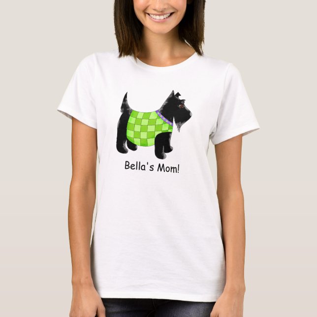 Camiseta Nombre verde de perro de Escocia negra personaliza (Anverso)
