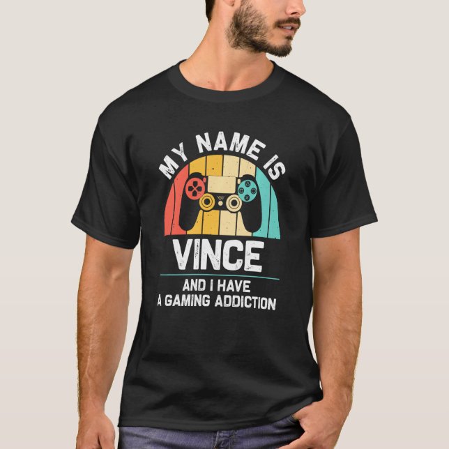 Camiseta Nombre Vince Personalizado Funny Gaming Geek Cumpl (Anverso)
