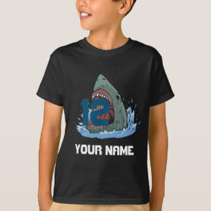 Camiseta Nombre y edad del niño de cumpleaños del tiburó