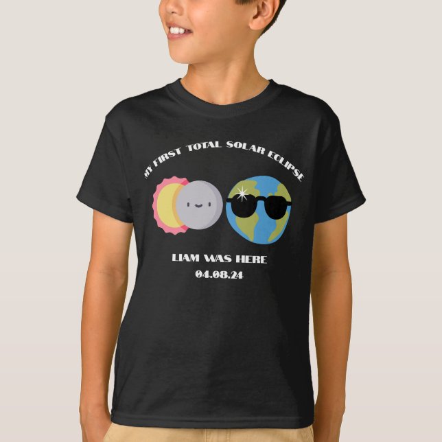 Camiseta Nombre y fecha personalizados de eclipse solar de  (Anverso)