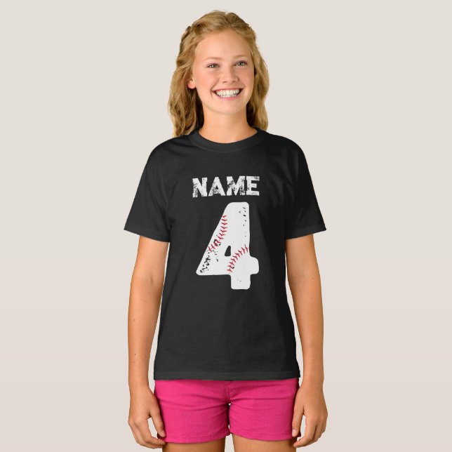 Camiseta Nombre y número 4 equipo de béisbol (Anverso completo)