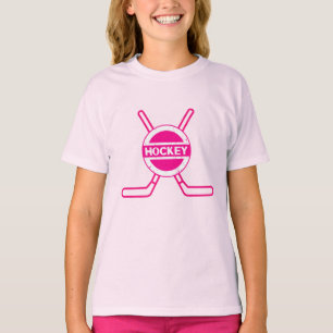 Camiseta Nombre y número de hockey personalizados rosados