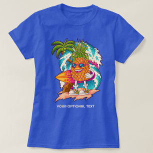 Camiseta Nombre y texto personalizados Surfing Pineapple