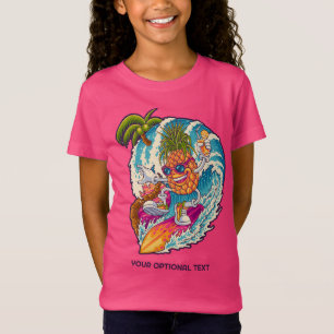 Camiseta Nombre y texto personalizados Surfing Pineapple
