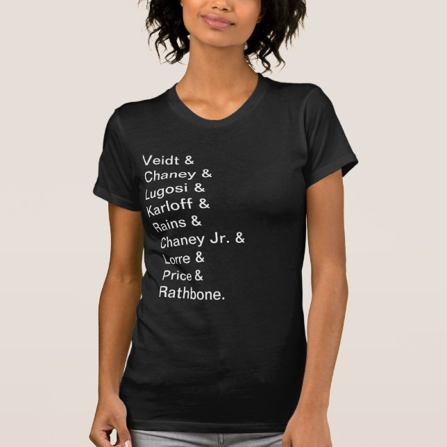 Camiseta Nombres clásicos de películas de terror (Anverso)