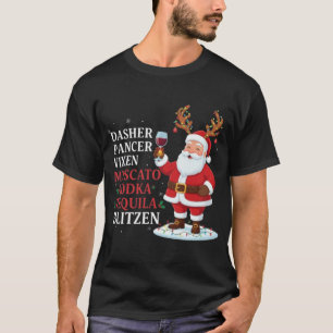 Camiseta Nombres de bebedores adultos de Navidad Santa Reno