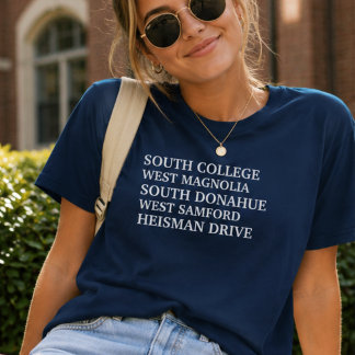 Camiseta Nombres de calles de la ciudad de Auburn Alabama