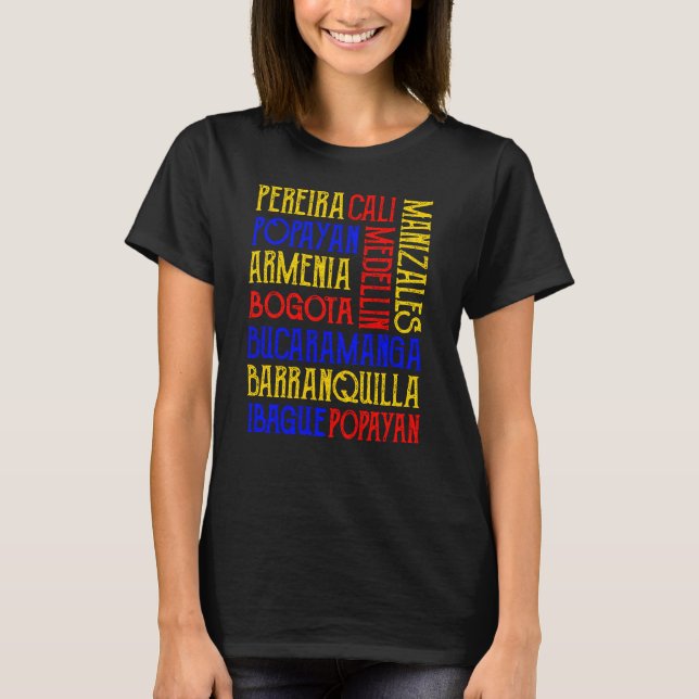 Camiseta Nombres de ciudades de Colombia (Anverso)