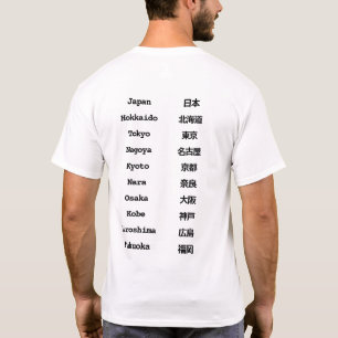 Camiseta Nombres de ciudades japonesas Bilingüe inglés y