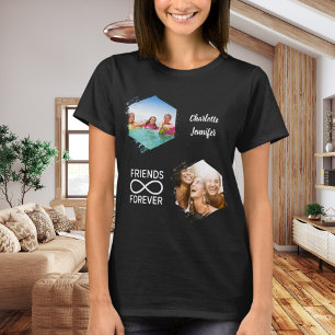 Camiseta Nombres de fotos de amigos para siempre en negro