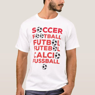 Camiseta Nombres de Fútbol Internacional Tipografía Roja De