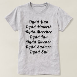 Camiseta Nombres de los días en galés