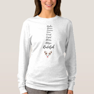 Camiseta Nombres de los renos de Santa