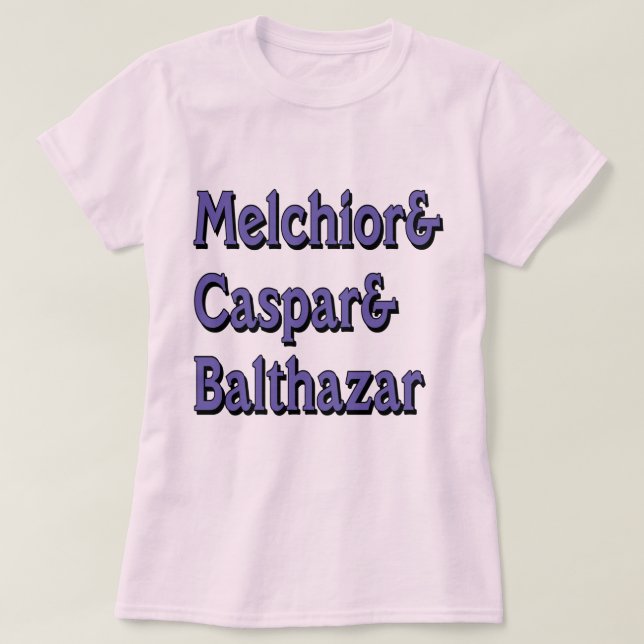 Camiseta Nombres de los tres Wisemen (Diseño del anverso)