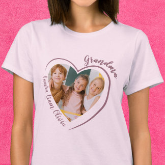 Camiseta Nombres de nietos de la abuela Foto Corazón