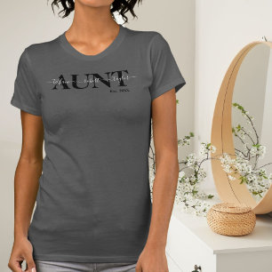 Camiseta Nombres de niños de Nana Año Est Tipografía negra