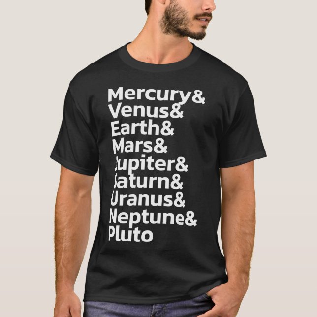 Camiseta Nombres de planetas del sistema solar - Blanco (Anverso)