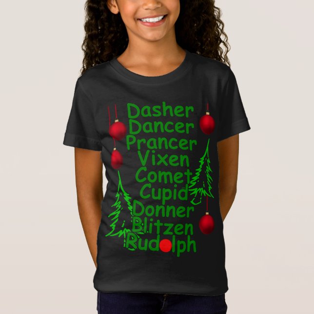 Camiseta Nombres de renos de navidades (Anverso)