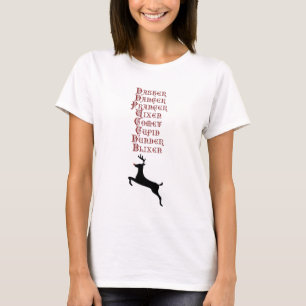 Camiseta Nombres de renos Rudolph, cometa, reno blixen