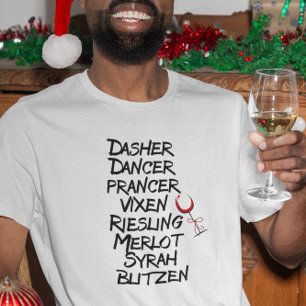 Camiseta Nombres Divertidos de Reno de Vino Navideño