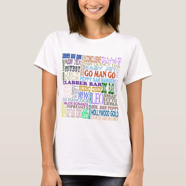 Camiseta Nombres famosos del caballo del cuarto de la (Anverso)