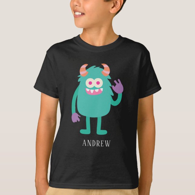 Camiseta Nombres personalizados niños monstruales de Cute (Anverso)